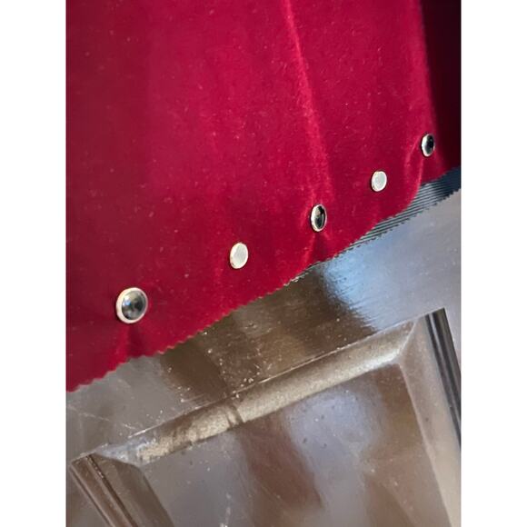 Studded Merlot Red Velvet Halter Babydoll Top - EUC - Size S - Picture 7 of 11